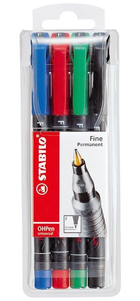 Pochette de 4 Feutres pour Transparent OHPen Permanent Pte fine STABILO