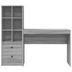 vidaXL Bureau avec rangement Gris Sonoma en bois reconstitué