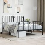 vidaXL Cadre de lit métal sans matelas avec pied de lit noir 140x190cm