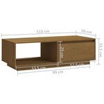 vidaXL Table basse marron miel 110x50x33 5 cm bois de pin massif
