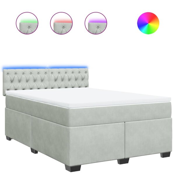 vidaXL Sommier à lattes de lit et matelas Gris clair 160x200cm Velours