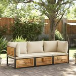 vidaXL Salon de jardin avec coussins 3 Pièces bois massif d'acacia