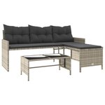 vidaXL Canapé de jardin et table et coussins en forme de L gris clair