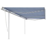 vidaXL Auvent manuel rétractable avec poteaux 6x3 m Bleu et blanc