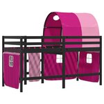 vidaXL Lit mezzanine enfants avec tunnel rose 90x200cm bois pin massif