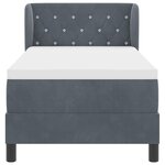 Lit à ressort avec matelas vidaXL Gris foncé 80x200 cm en velours