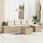vidaXL Ensemble de 6 Pièces de Canapé de Jardin avec Coussins en Rattan Marron