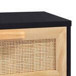 vidaXL Table console Noir 80x30x75 cm Bois massif pin /rotin naturel