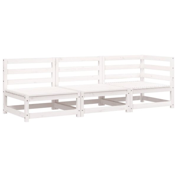 vidaXL Canapé de jardin 3 places blanc bois de pin massif