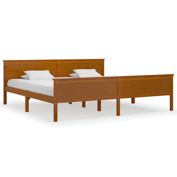 vidaXL Cadre de lit sans matelas marron miel bois pin massif 200x200cm