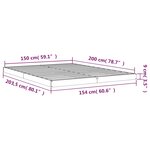 vidaXL Cadre de lit Gris 150x200 cm Bois de pin massif Très grand