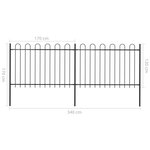 vidaXL Clôture de jardin avec dessus en cerceau Acier 3 4 x 1 2 m Noir