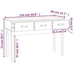 vidaXL Table console Gris 114x40x75 cm Bois massif de pin
