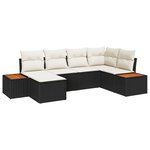 vidaXL Ensemble de Canapés de Jardin 6 pièces avec Coussins Noir Rattan Poly Acacia