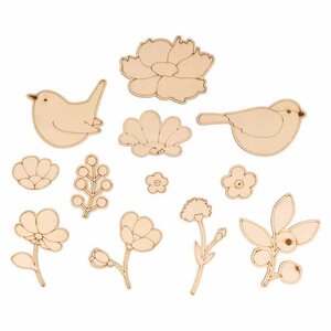 57 mini silhouettes en bois à décorer - Printemps