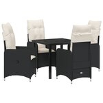 vidaXL Set de salle à manger de jardin 5 pièces avec coussins Noir Rotin Poly