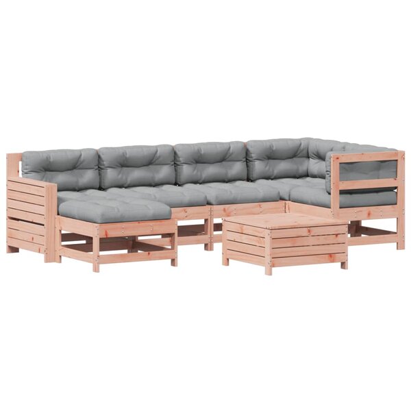 vidaXL Salon de jardin 7 Pièces avec coussins bois massif douglas