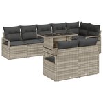 Ensemble de canapés de jardin 9 pièces vidaXL avec coussins gris clair en rattan poly