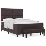 vidaXL Lit à sommier avec matelas et banc marron foncé 140x190 cm en tissu