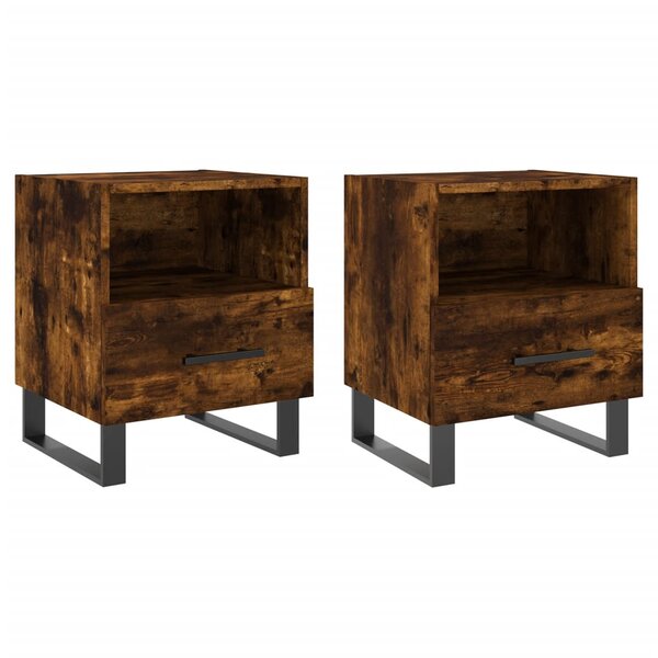 vidaXL Tables de chevet 2Pièces chêne fumé 40x35x47 5cm bois d’ingénierie
