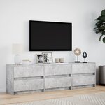 vidaXL Meuble TV avec LED gris béton 180x34x50 cm bois d'ingénierie