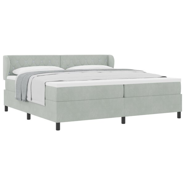 Lit coffre vidaXL avec matelas Gris clair 200x200 cm Velours