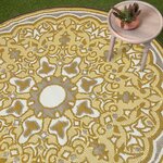 Tapis extérieur terrasse réversible rond - Tapis de jardin imperméable et résistant UV - Rae - Jaune - 180 cm - HOMESCAPES