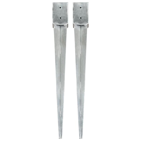 vidaXL Piquets au sol 2 Pièces Argenté 10x10x91 cm Acier galvanisé