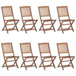 vidaXL Chaises pliables d'extérieur lot de 8 Bois d'acacia solide