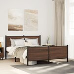 vidaXL Cadre de lit en métal sans matelas chêne marron 150x200 cm