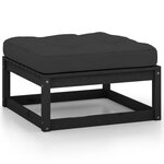 Salon de jardin meuble d'extérieur ensemble de mobilier 11 pièces avec coussins noir bois de pin massif 02_0015387