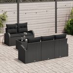 Ensemble de Canapés de Jardin 6 Pièces avec Coussins Noir Poly Rattan