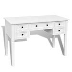 Bureau table poste de travail meuble d'ordinateur informatique étude à 5 tiroirs blanc 02_0023556