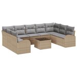 Ensemble de canapé de jardin vidaXL 10 pièces avec coussins en rotin poly noir