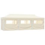 vidaXL Tente de réception pliable avec 8 parois 3x9 m Blanc cassé