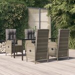 vidaXL Ensemble à manger de jardin coussins 5 Pièces noir et gris