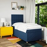 vidaXL Sommier à lattes de lit avec matelas Bleu 90x200 cm Tissu