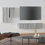 vidaXL Ensemble de meubles TV 4 Pièces Sonoma gris Bois d'ingénierie