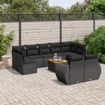 vidaXL Salon de jardin 10 Pièces avec coussins noir résine tressée