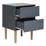 Table d'appoint 2 tiroirs bois gris foncé 40 x 35 x 55 cm