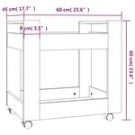 vidaXL Chariot de bureau Sonoma gris 60x45x60 cm Bois d'ingénierie