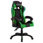 Chaise fauteuil siège pivotante de bureau informatique étude de jeux vidéo avec LED RVB et similicuir multicolore 02_0024215