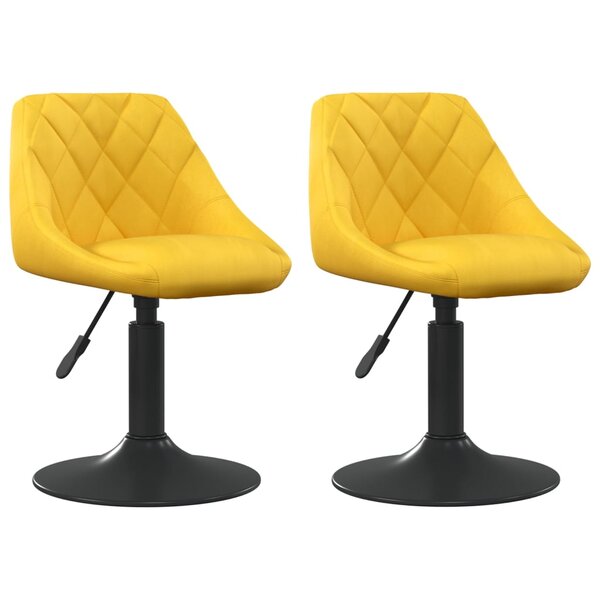 Vidaxl chaises pivotantes à dîner 2 pcs jaune moutarde velours