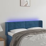 vidaXL Tête de lit à LED Bleu foncé 147x16x78/88 cm Velours