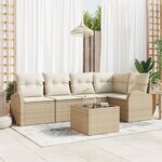 vidaXL Set de Canapés de Jardin en 6 pièces avec Coussins Marron Poly Rattan