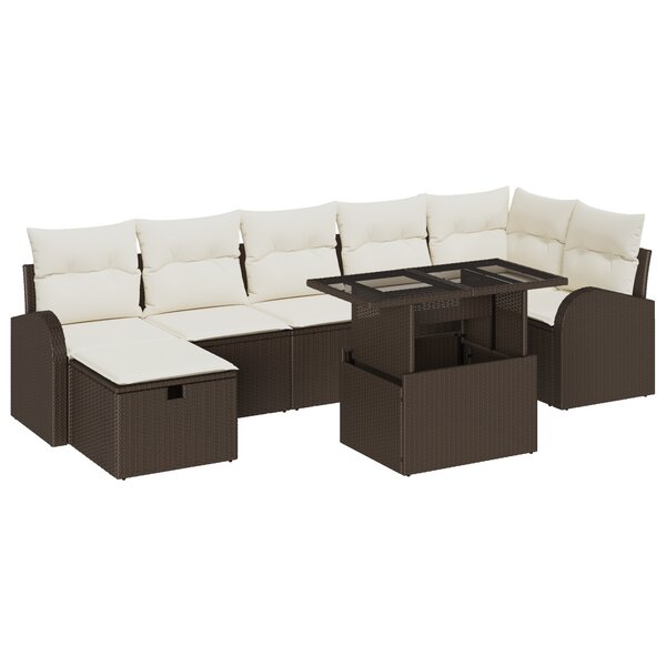 vidaXL Ensemble de canapé de jardin 8 pièces avec coussins marron en poly rotin