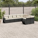 vidaXL Salon de jardin 9 Pièces avec coussins noir résine tressée