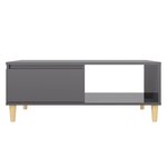 vidaXL Table basse gris brillant 90x60x35 cm bois d'ingénierie