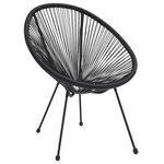 vidaXL Chaises de jardin en forme de lune lot de 2 Rotin Noir