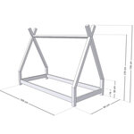 Lit Tipi enfant bois massif naturel vernis 90 x 180 cm